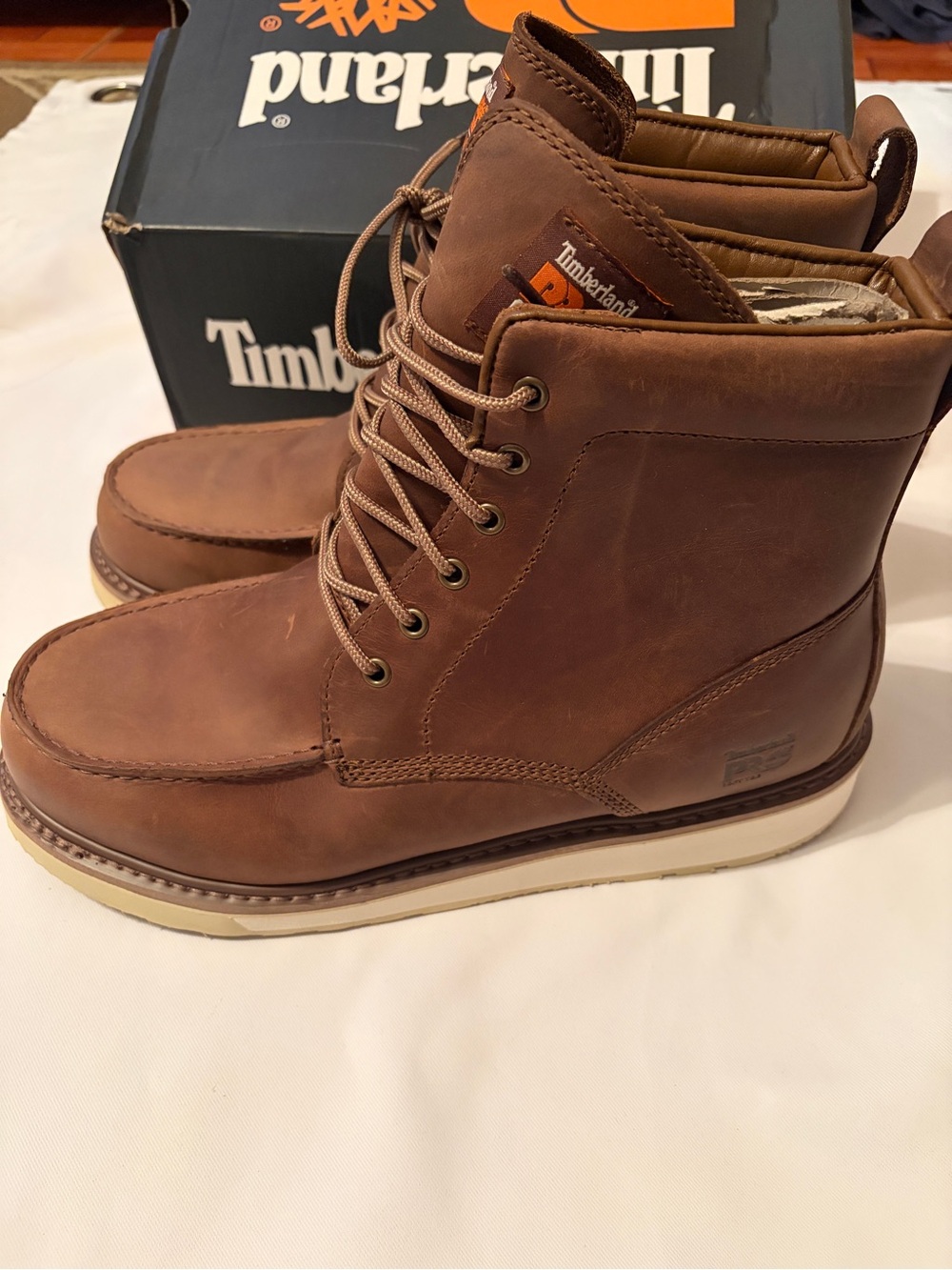 Timberland PRO Men's Chestnut Brown Leather Work Boots - Picture 2 of 7